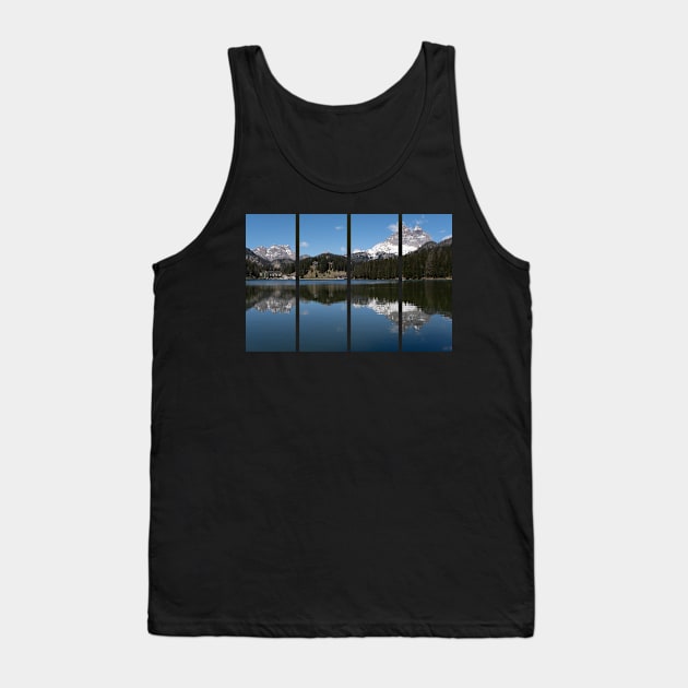 The fabulous alpine lake of Misurina in the Dolomites. Lovely and relaxing place in the Italian Alps. Reflections in the rippled water. Sunny spring day. Tank Top by fabbroni-art